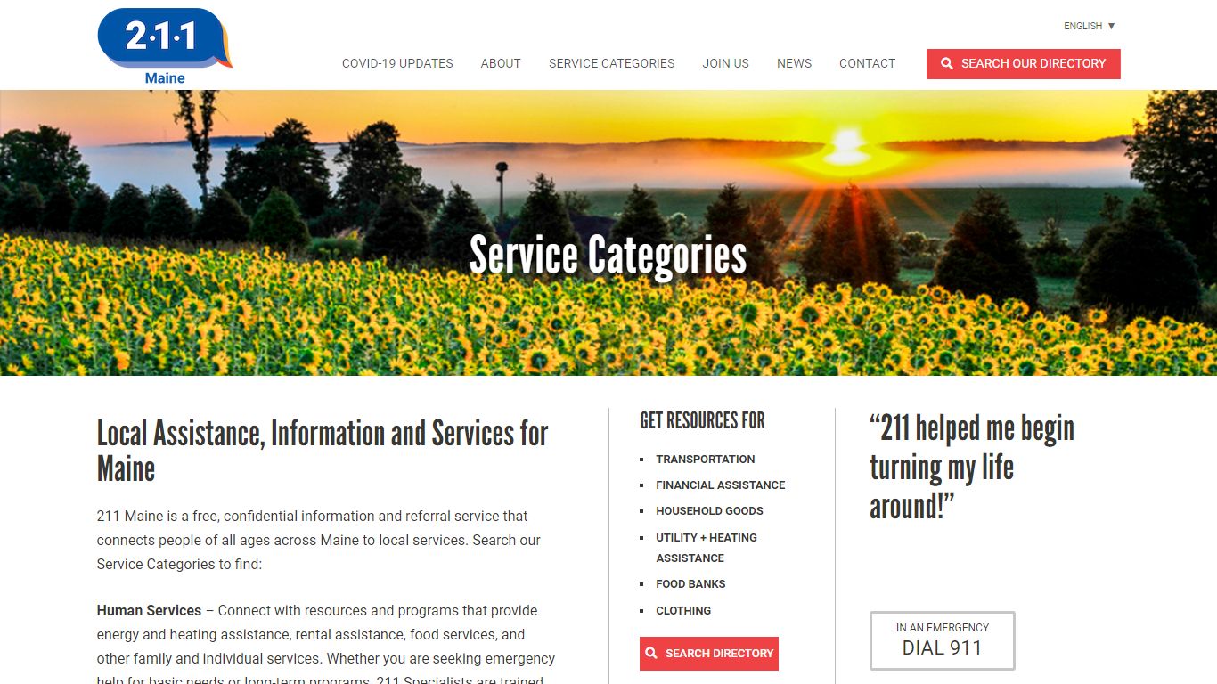 Service Categories | Resources Directory | 211 Maine
